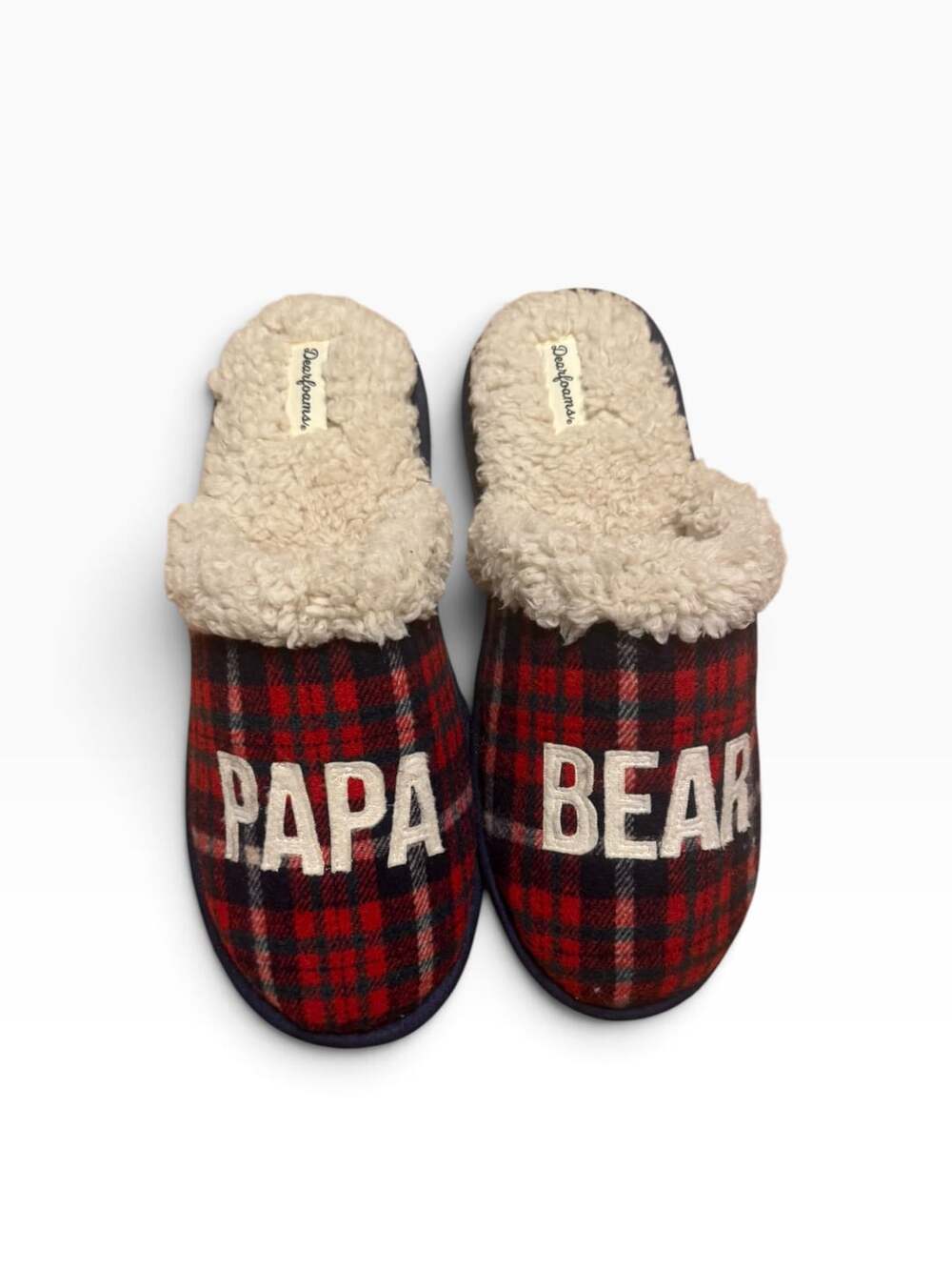 Dearfoams Papa Bear Buffalo Check Clog Slipper Red